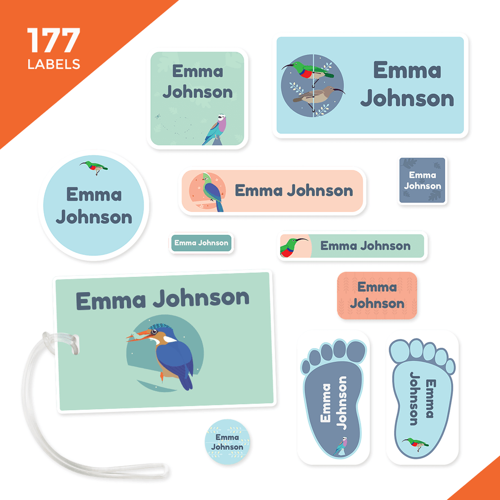 Starter Labels Camp and Kindergarten Starter Label Pack - Birds – School and Camp Labels