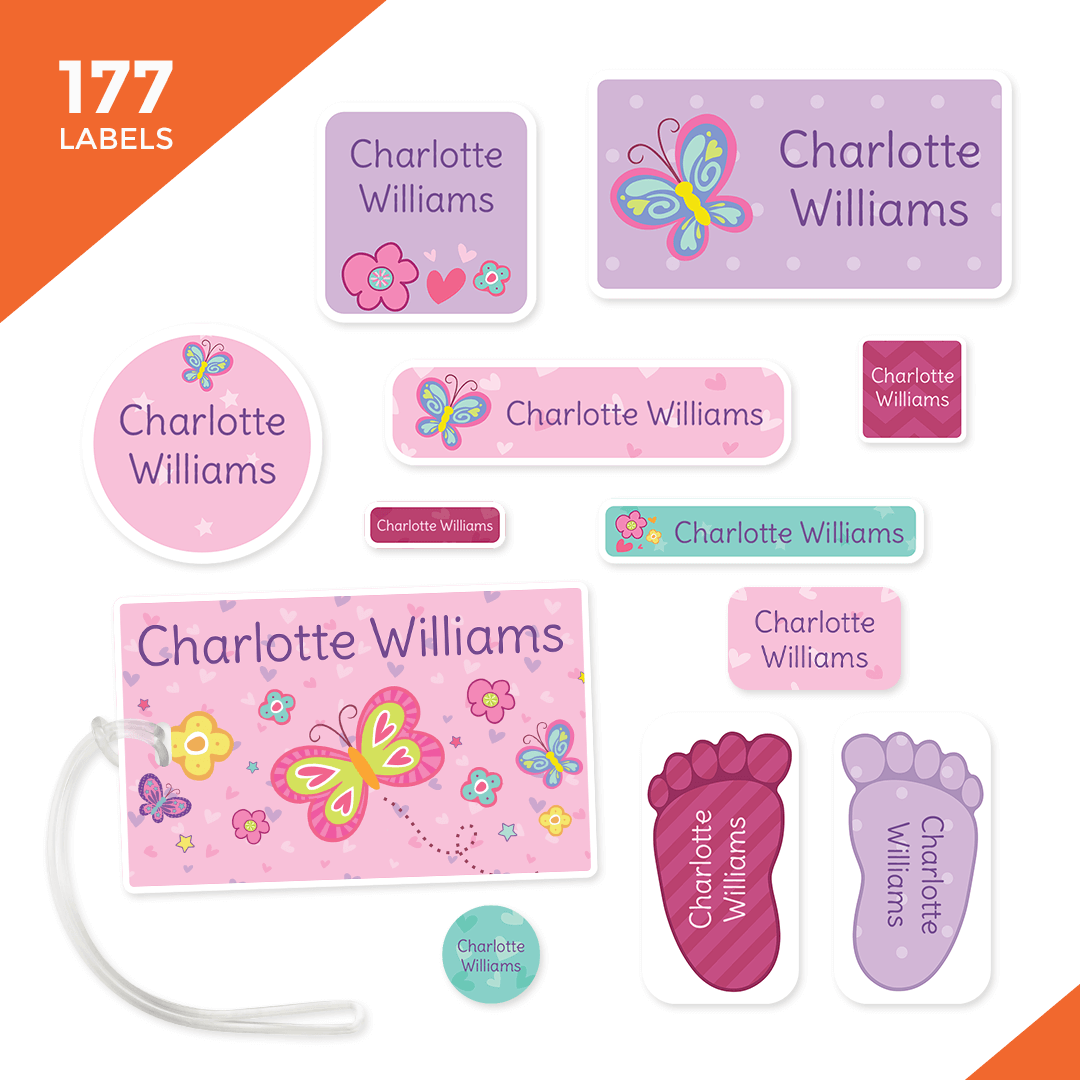 Starter Labels Camp and Kindergarten Starter Label Pack - Butterflies – School and ...