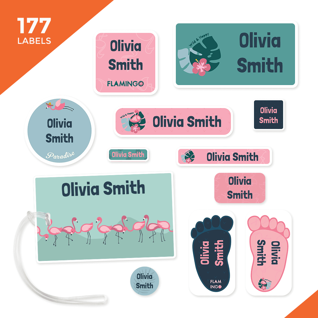 Starter Labels Camp and Kindergarten Starter Label Pack - Flamingo – School and Camp ...