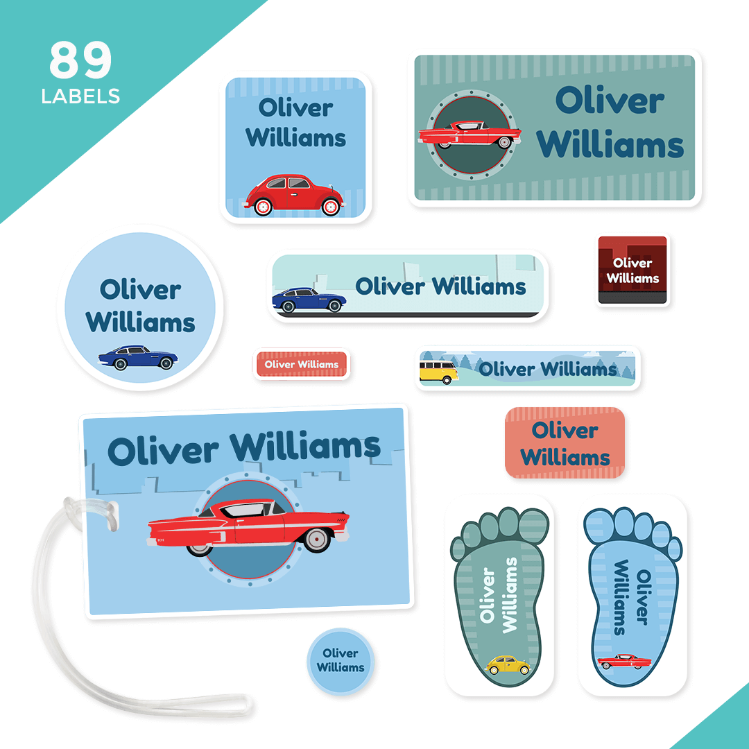 Essential School, Camp and Daycare Label Pack - Cars – School and Camp ...