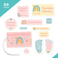 Essential School, Camp and Daycare Label Pack - Happy Rainbows