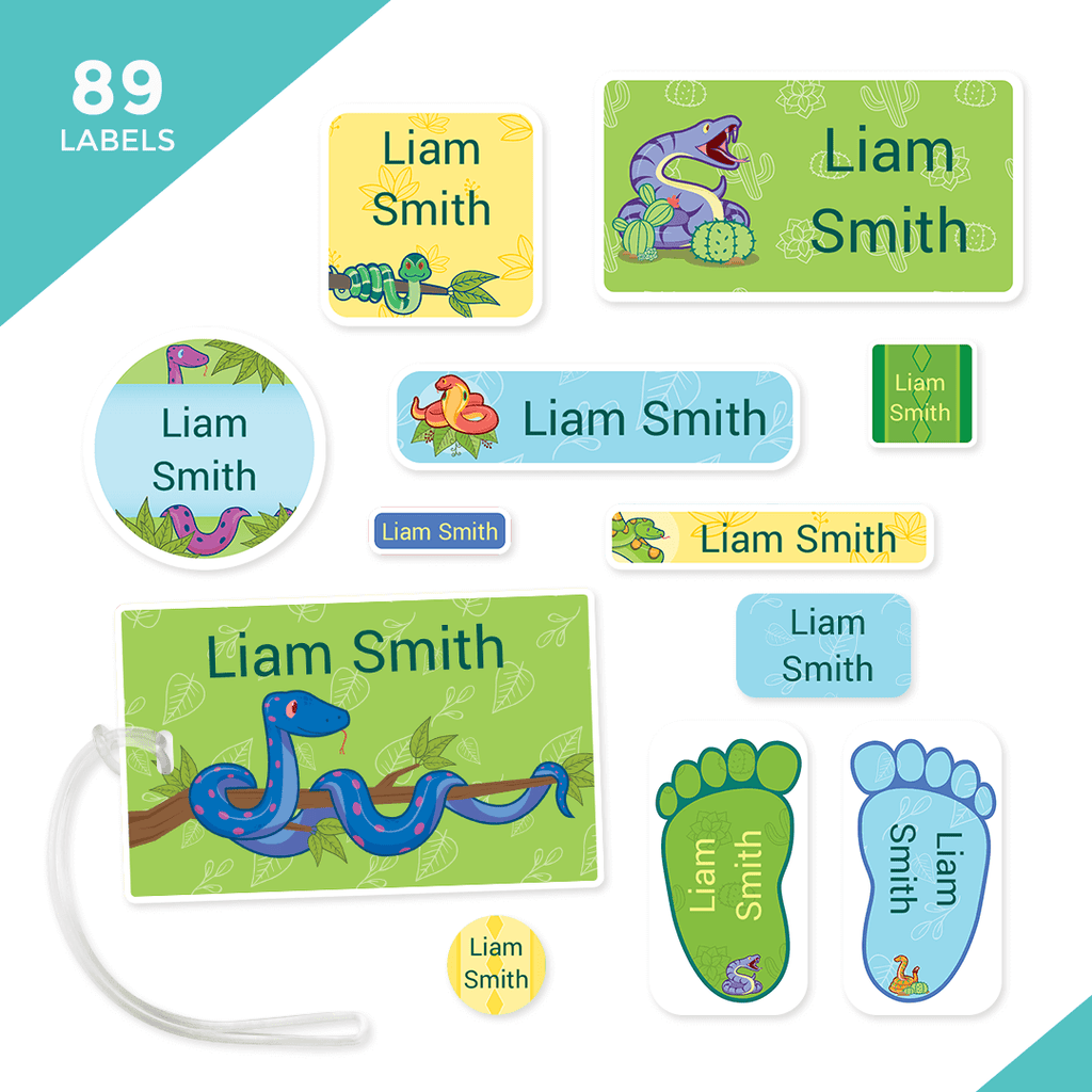 Essential School, Camp and Daycare Label Pack - Snakes