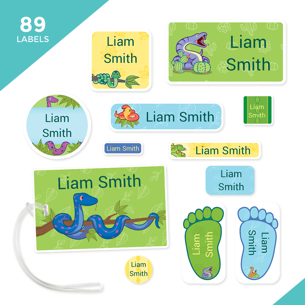 Button Snake Labels Essential School, Camp and Daycare Label Pack - Snakes – School and ...