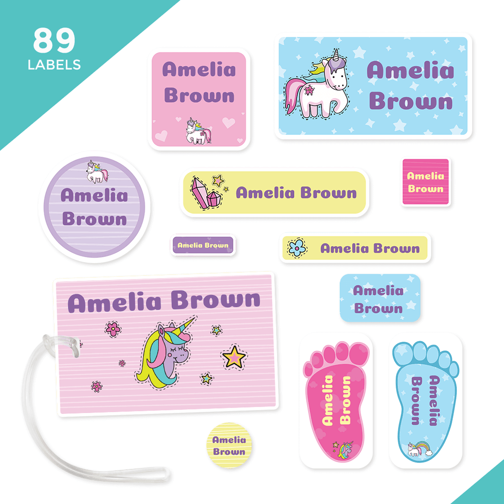 Essential School, Camp and Daycare Label Pack - Unicorns