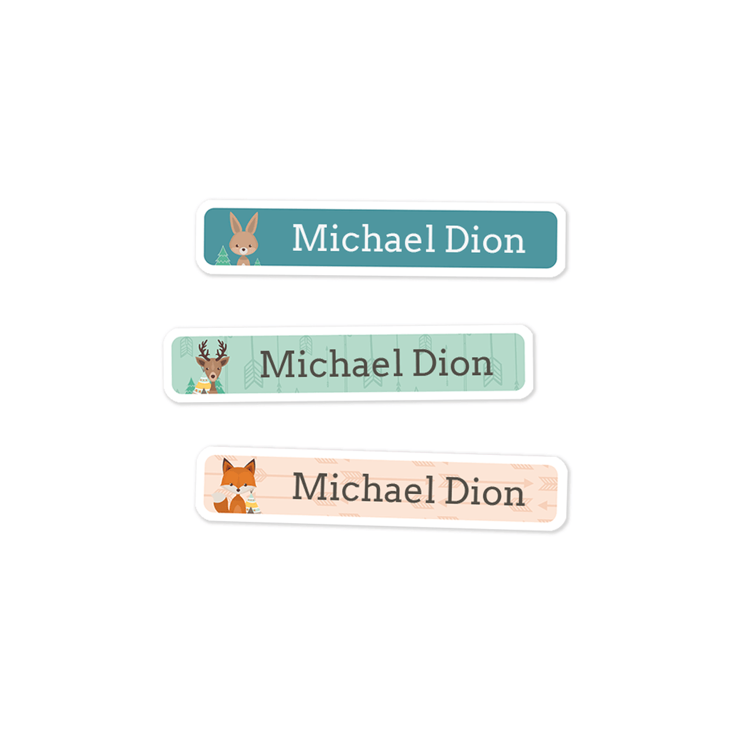 Slim Rectangle Labels - Forest Animals