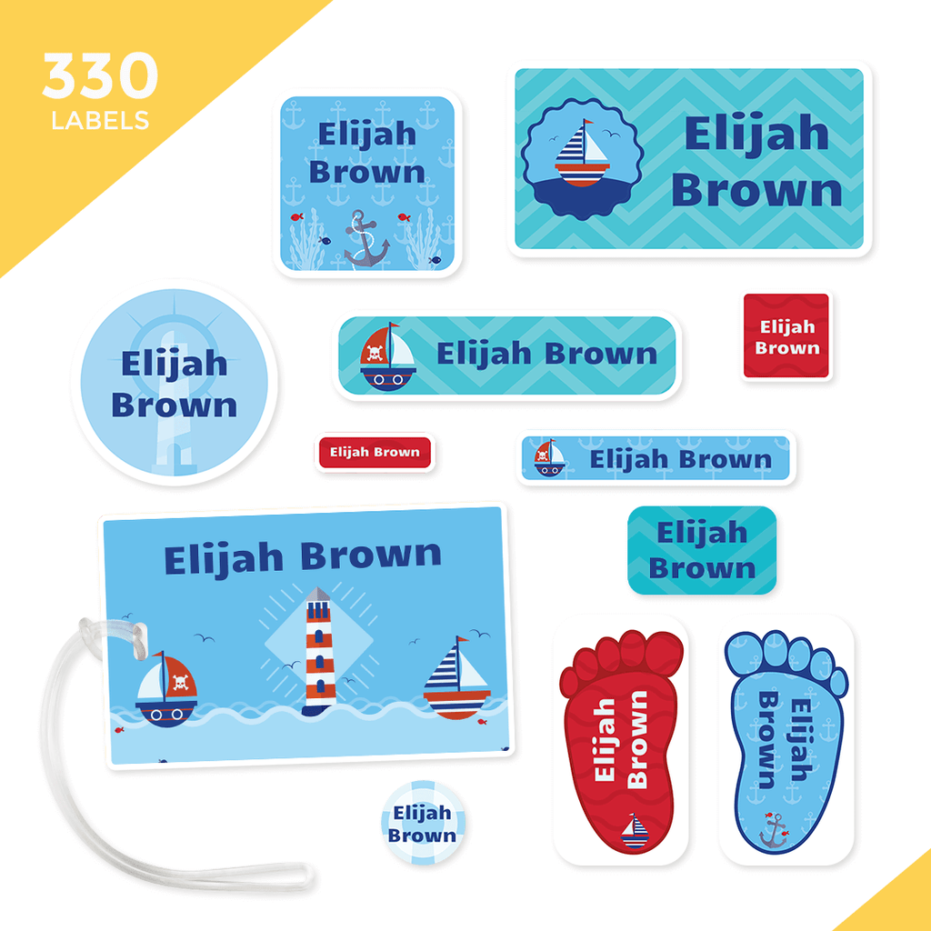 Mega School, Camp and Daycare Label Pack - Sail Boats