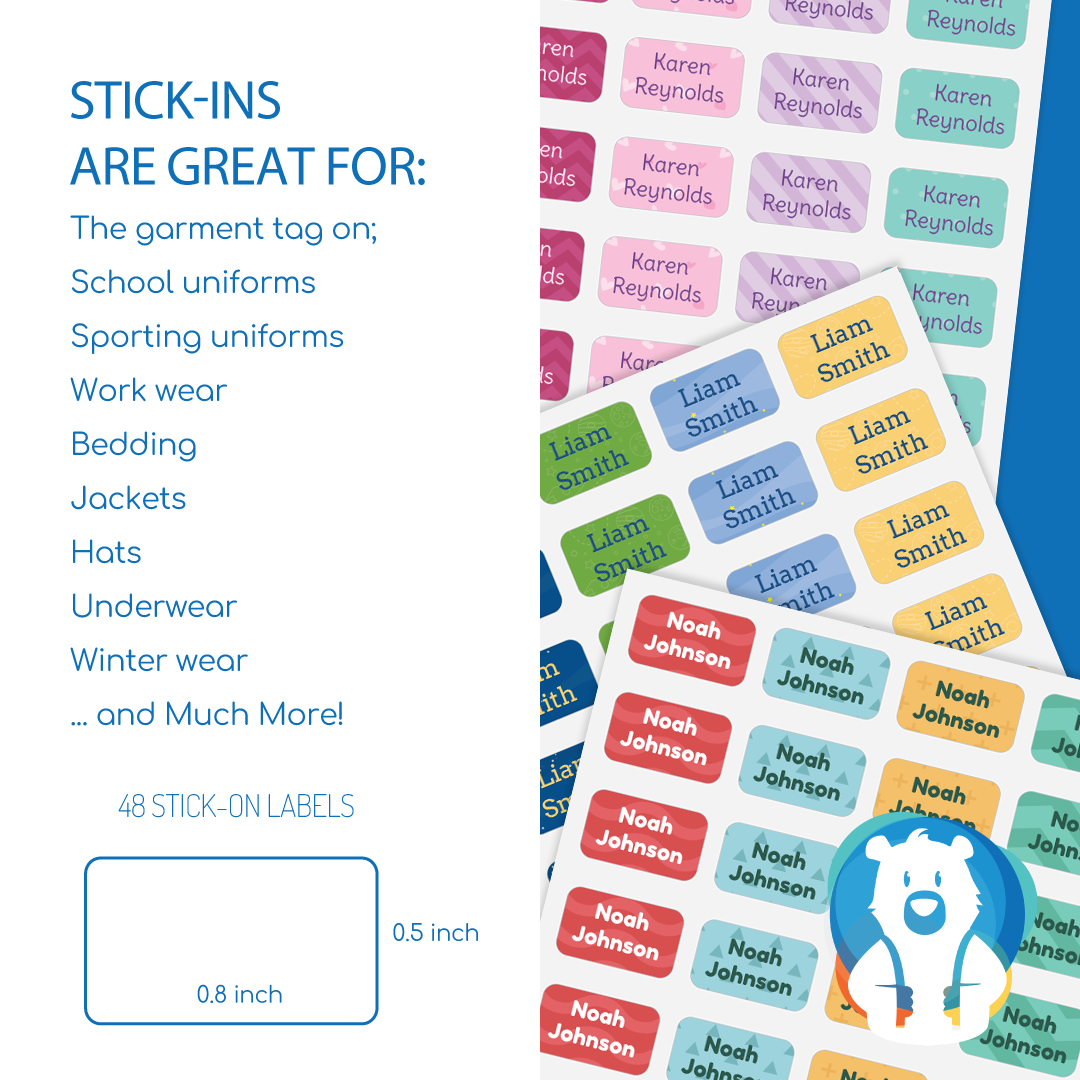 Stick-In Clothing Labels - Snakes – School and Camp Labels