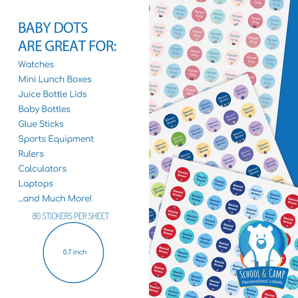 Baby Dot Labels - Outdoor Sports