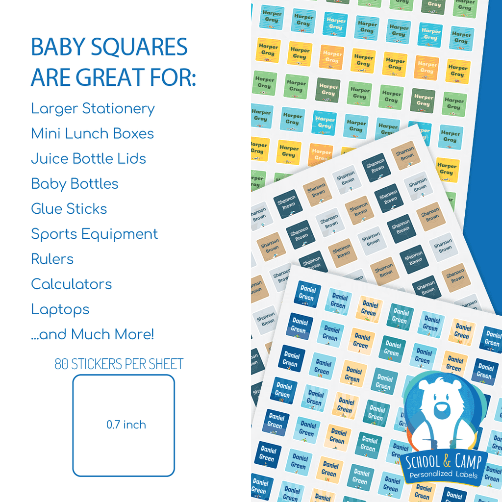 Baby Square Labels - Unicorns