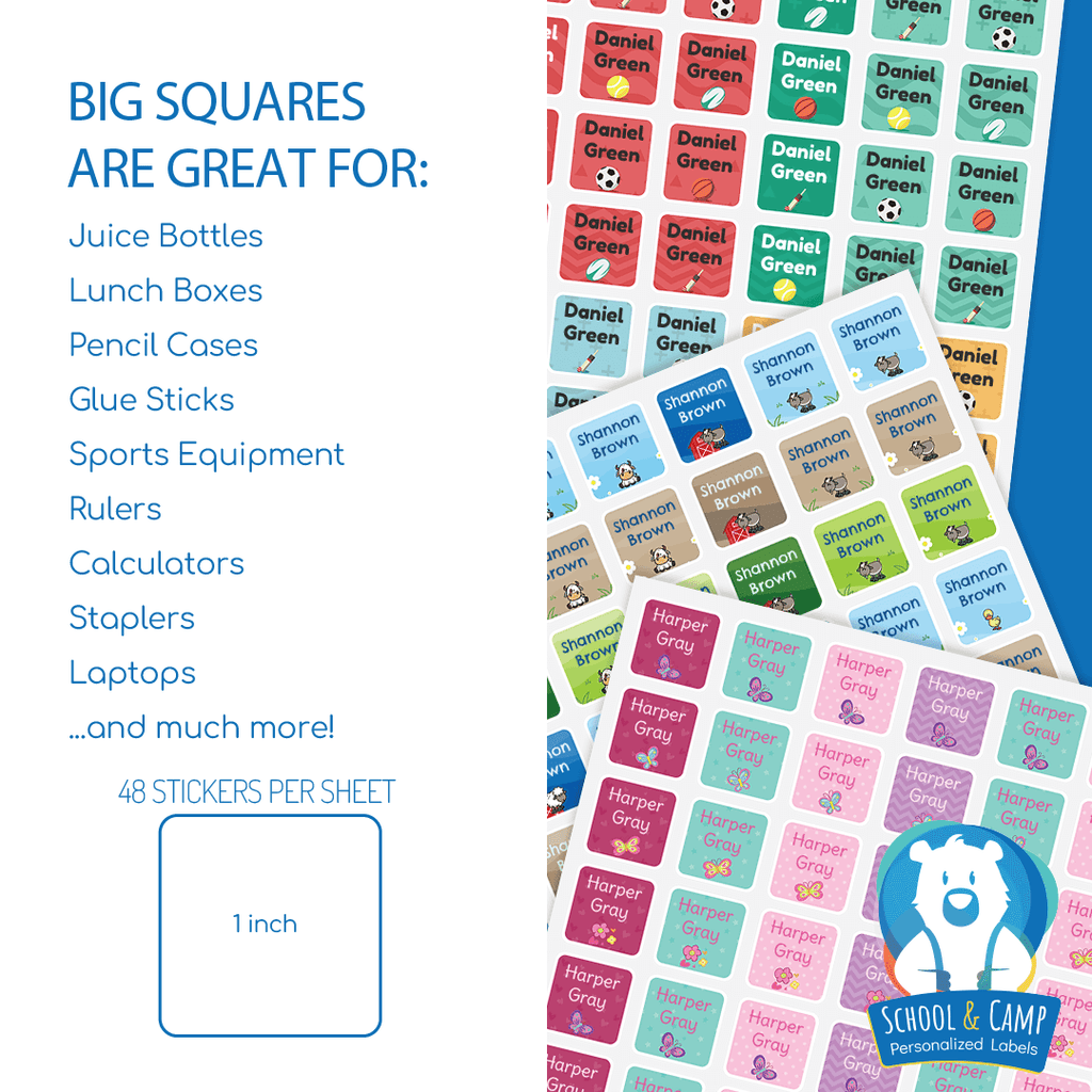 Big Square Labels - Monsters