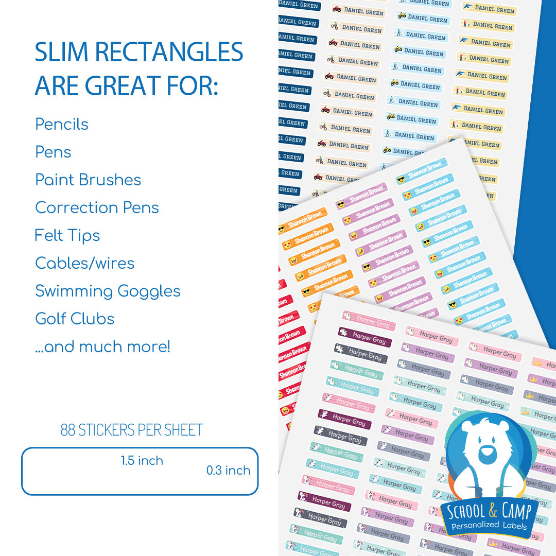 Slim Rectangle Labels - Sail Boats – School and Camp Labels