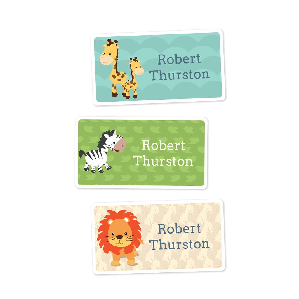 Large Rectangle Labels - Baby Animals