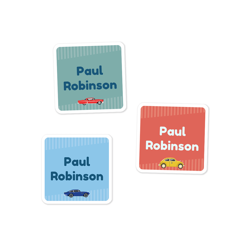 Baby Square Labels - Cars