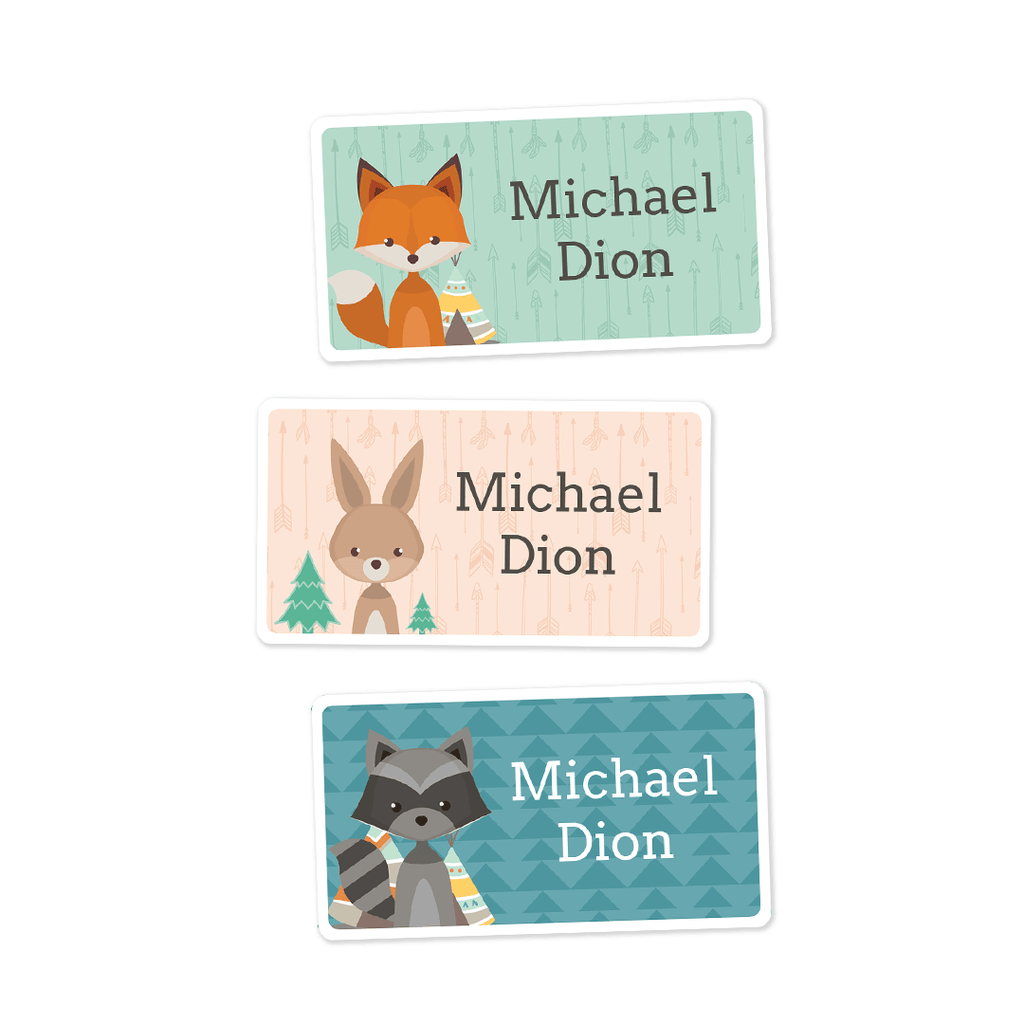 Large Rectangle Labels - Forest Animals
